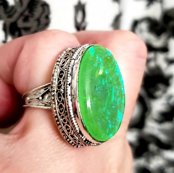 New Australian Triplet Opal 925 Silver Ring. - Picture 4 of 8